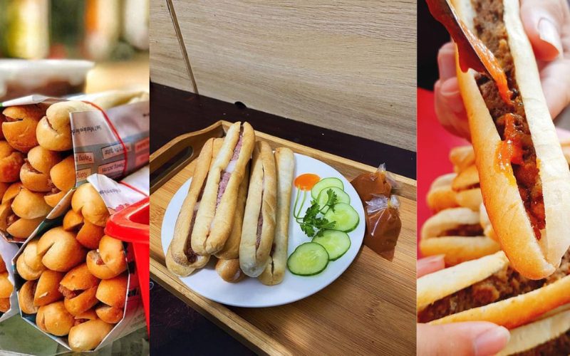 Bánh mì que de Hai Phong, spécialité locale en forme de baguette fine et allongée, garnie de pâté ou de viande hachée, souvent accompagnée de sauce pimentée et de légumes frais. Un encas de rue croustillant et savoureux très apprécié des habitants