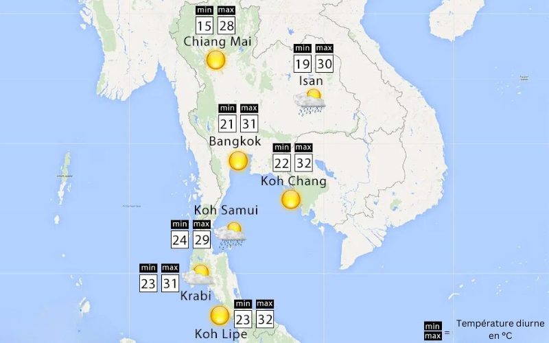 Climat Thaïlande en Décembre