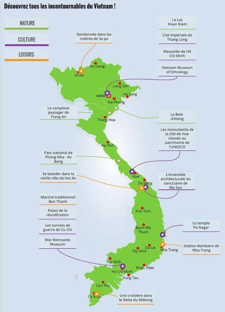 Carte touristique du Vietnam