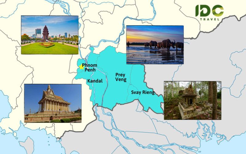 Carte de Phnom Penh et ses environs