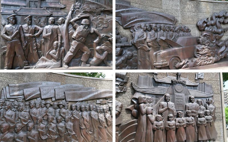 Le bas-relief au Mémorial vénérable Thích Quảng Đức est une représentation poignante de l'histoire et du sacrifice du moine bouddhiste Thích Quảng Đức