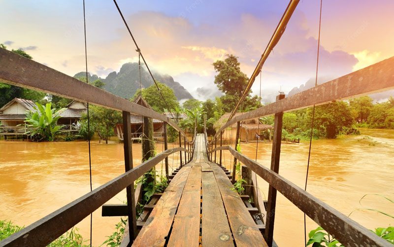 The splendid landscape of the town of Vang Vieng.