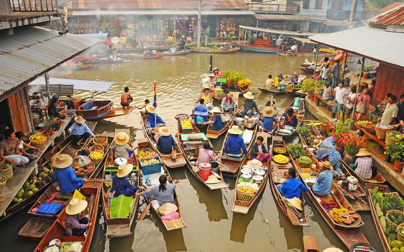 Marché flottant de Damnoen Saduak - Vietnam et la Thaïlande