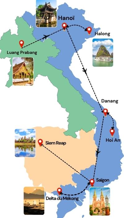 Périples mémorables en 13 jours Laos Vietnam Cambodge