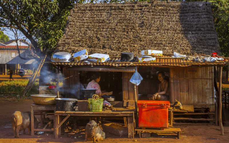 village du groupe ethnique Kroeung à Rattanakiri dans le nord-est du Cambodge