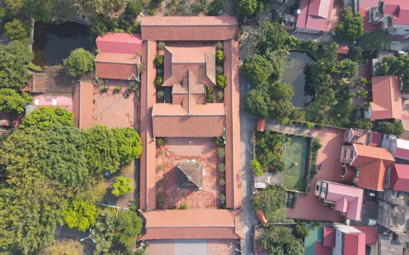 Vue aérienne de la pagode Dau