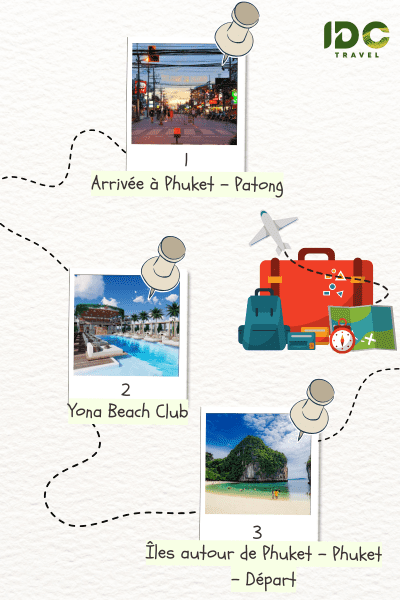 Itinéraire "Vie nocturne et plages paradisiaques de Phuket en 3 jours" composé des destinations: Phuket, Patong, Yona Beach Club
